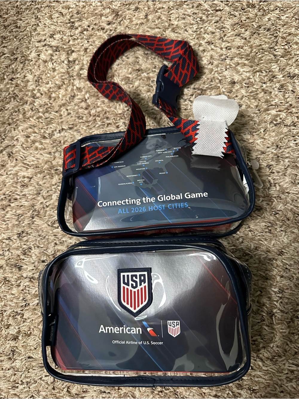 American Airlines FIFA 2026 limited edition Amenity Pouch Set in Red and Navy